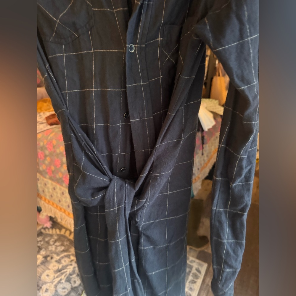 Current/Elliott Navy Checkered Button Down Shirt … - image 4